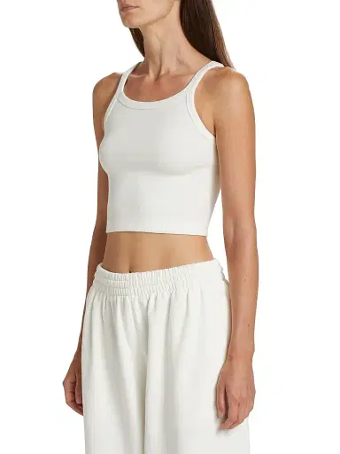 WARDROBE.NYC Women's Hailey Bieber Rib-Knit Tank Top - Off White | Thumbnail 4 WARDROBE.NYC Women's Hailey Bieber Rib-Knit Tank Top - Off White | Thumbnail 4