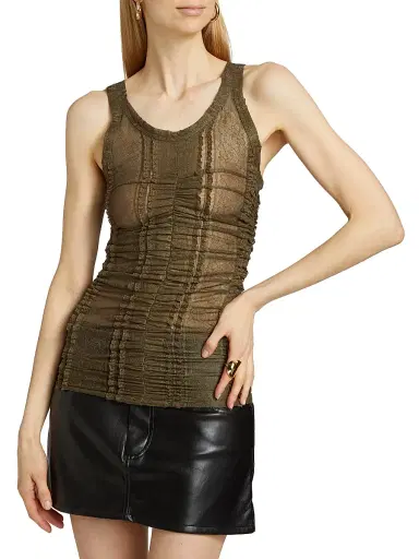 anOnlyChild Women's Sunday Scaries Trinity Lace Tank - Olive - Size Large | Thumbnail 3