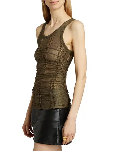 anOnlyChild Women's Sunday Scaries Trinity Lace Tank - Olive - Size Large | Thumbnail 4