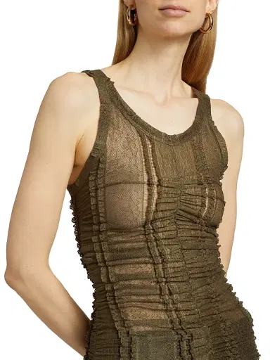 anOnlyChild Women's Sunday Scaries Trinity Lace Tank - Olive - Size Large | Thumbnail 6