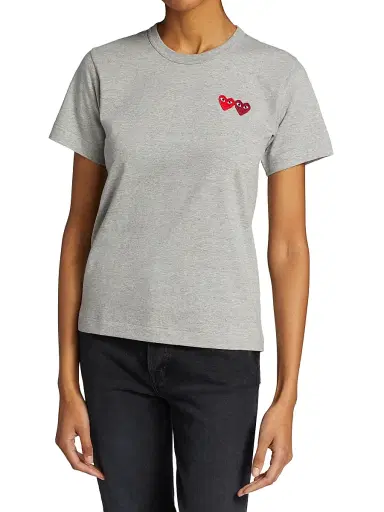 Comme des Garçons PLAY Women's Double Heart T-Shirt - Grey - Size XS | Thumbnail 3 Comme des Garçons PLAY Women's Double Heart T-Shirt - Grey - Size XS | Thumbnail 3