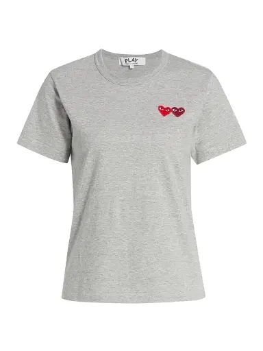 Comme des Garçons PLAY Women's Double Heart T-Shirt - Grey - Size XS | Thumbnail 1 Comme des Garçons PLAY Women's Double Heart T-Shirt - Grey - Size XS | Thumbnail 1