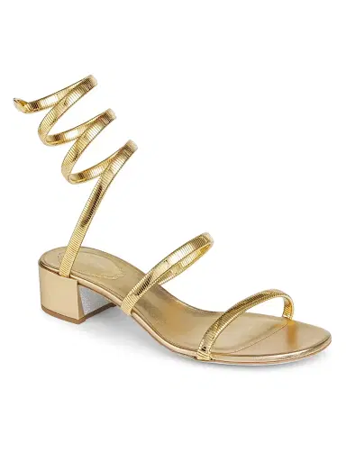 René Caovilla Women's 40MM Metallic Leather Wrap Sandals - Gold | Thumbnail 2 René Caovilla Women's 40MM Metallic Leather Wrap Sandals - Gold | Thumbnail 2