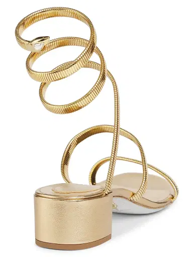 René Caovilla Women's 40MM Metallic Leather Wrap Sandals - Gold | Thumbnail 3 René Caovilla Women's 40MM Metallic Leather Wrap Sandals - Gold | Thumbnail 3