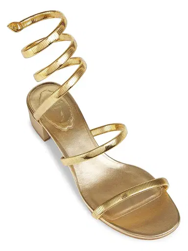 René Caovilla Women's 40MM Metallic Leather Wrap Sandals - Gold | Thumbnail 4 René Caovilla Women's 40MM Metallic Leather Wrap Sandals - Gold | Thumbnail 4