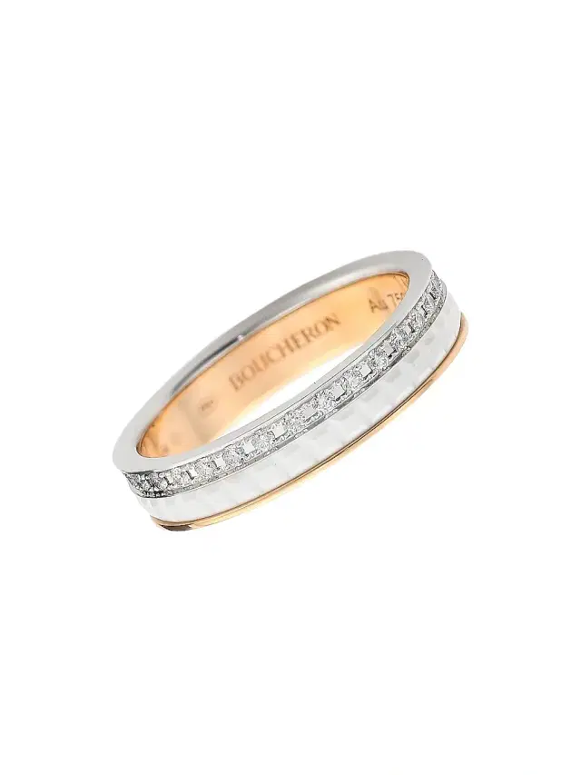 Boucheron Women's Quatre White Edition Two-Tone 18K Gold, Ceramic & 0.24 TCW Diamond Wedding Band - Gold - Size 6