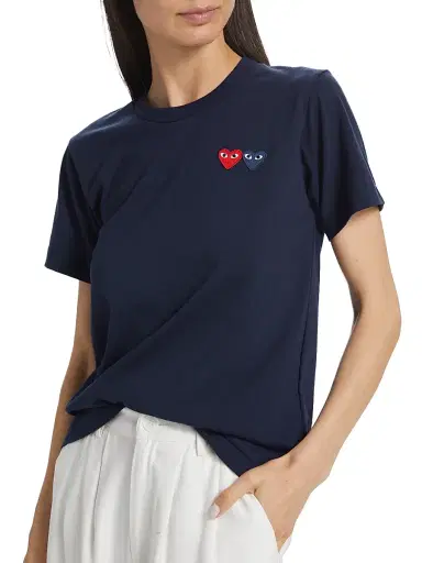 Comme des Garçons PLAY Women's Double Heart T-Shirt - Navy - Size XS | Thumbnail 6 Comme des Garçons PLAY Women's Double Heart T-Shirt - Navy - Size XS | Thumbnail 6