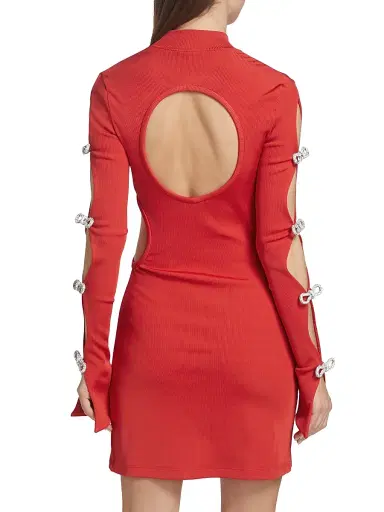 Mach & Mach Women's Crystal Bow Rib-Knit Minidress | Thumbnail 5