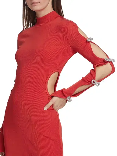 Mach & Mach Women's Crystal Bow Rib-Knit Minidress | Thumbnail 6