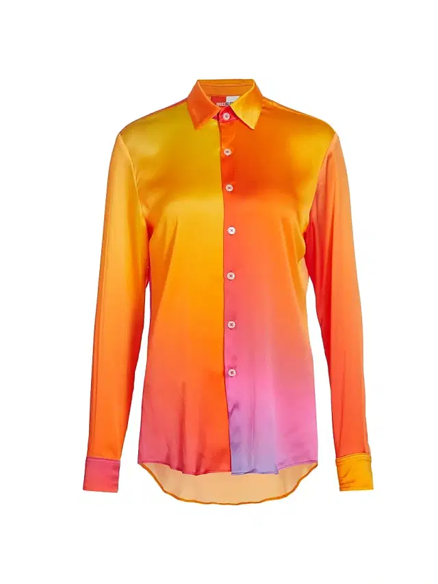 BruceGlen Women's Prism Collection Gradient Silk Shirt - Sunrise Gradient
