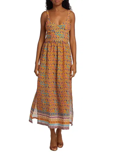 Atelier 17.56 Women's Beatriz Geometric Midi-Dress - Golden Yellow Vincens | Thumbnail 2