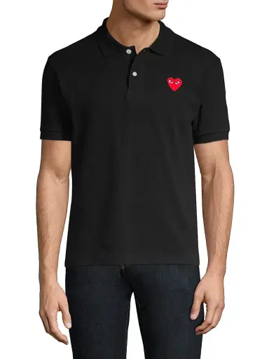 Comme des Garçons PLAY Men's Heart Applique Polo - Black | Thumbnail 3 Comme des Garçons PLAY Men's Heart Applique Polo - Black | Thumbnail 3