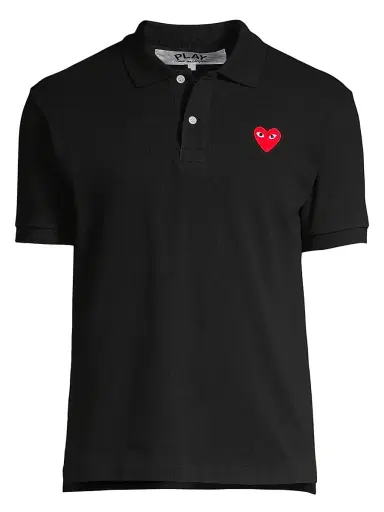 Comme des Garçons PLAY Men's Heart Applique Polo - Black | Thumbnail 1 Comme des Garçons PLAY Men's Heart Applique Polo - Black | Thumbnail 1