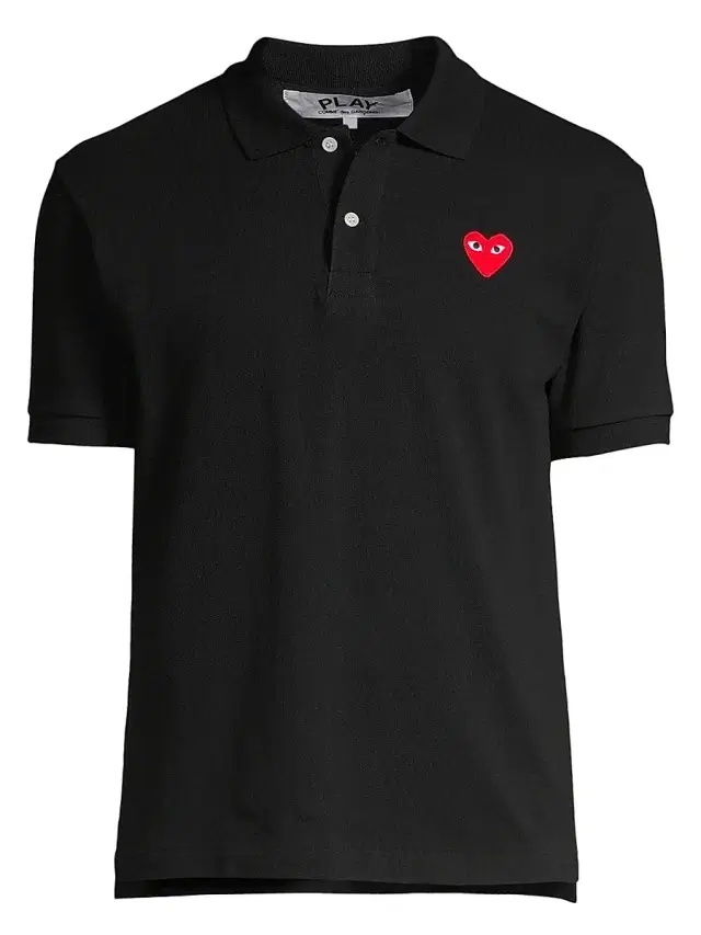 Comme des Garçons PLAY Men's Heart Applique Polo - Black