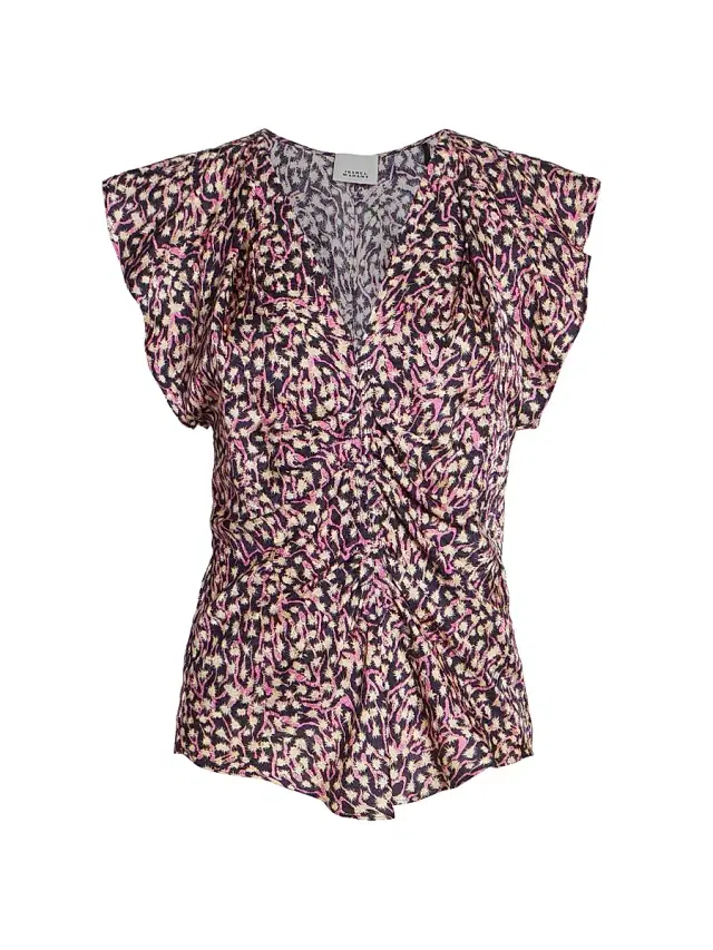 Isabel Marant Women's Lonea Floral Silk-Blend Top - Faded Night