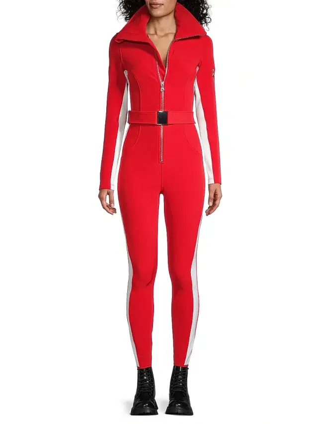 Cordova Women's Signature Belted Ski Jumpsuit - Fiery Red
