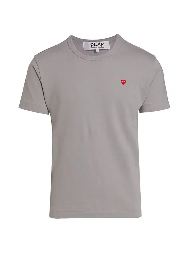 Men's Small Heart Crewneck T-Shirt - Grey - Size Small