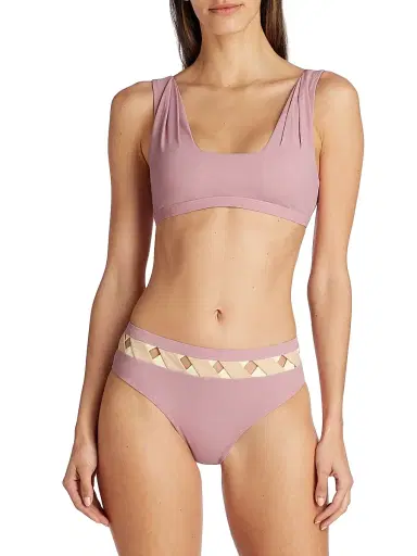 Valimare Women's Como Pleated Bikini Top - Pink - Size Small | Thumbnail 4