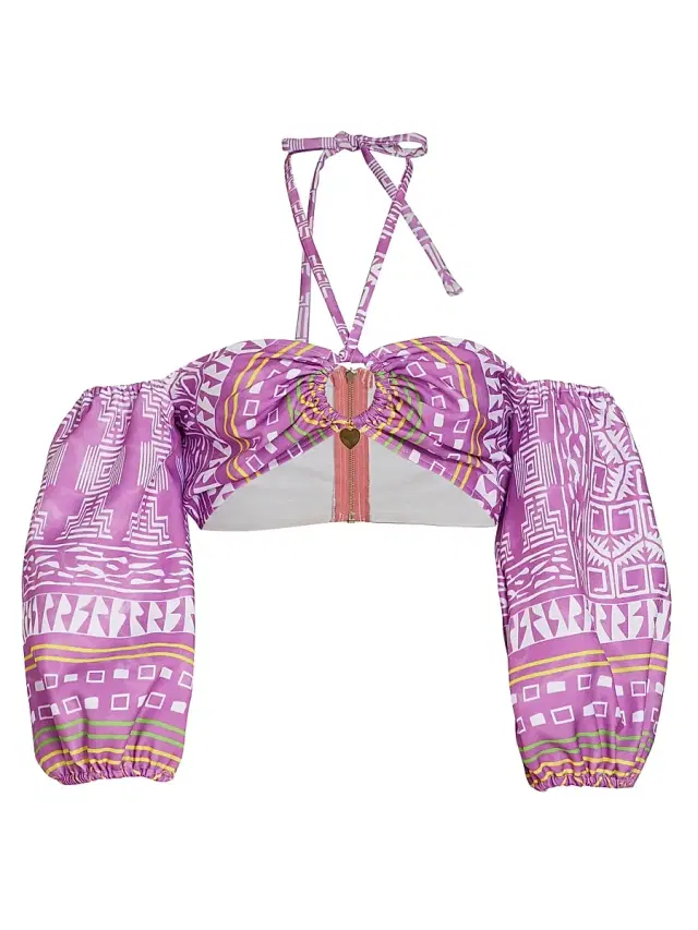 Claude Kameni Women's Geometric-Print Halter Top - Dancing Print