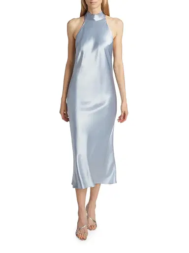 GALVAN LONDON Women's Bridal Sienna Satin Midi-Dress - Ice Blue - Size 4 | Thumbnail 2 GALVAN LONDON Women's Bridal Sienna Satin Midi-Dress - Ice Blue - Size 4 | Thumbnail 2