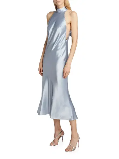 GALVAN LONDON Women's Bridal Sienna Satin Midi-Dress - Ice Blue - Size 4 | Thumbnail 3 GALVAN LONDON Women's Bridal Sienna Satin Midi-Dress - Ice Blue - Size 4 | Thumbnail 3