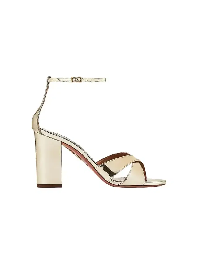 Aquazzura Women's Divine 8MM Metallic Block-Heel Sandals - Soft Gold