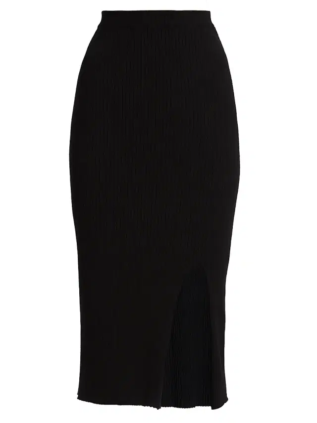 Saks Fifth Avenue Women's Wide Rib-Knit Pencil Skirt - Black - Size XS