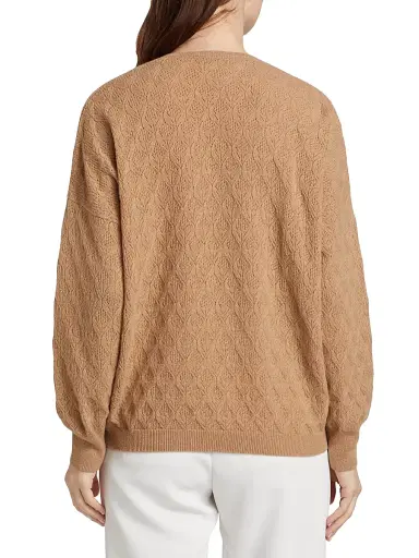 Saks Fifth Avenue Women's COLLECTION Pointelle V-Neck Cashmere Sweater - Cream - Size Small | Thumbnail 5 Saks Fifth Avenue Women's COLLECTION Pointelle V-Neck Cashmere Sweater - Cream - Size Small | Thumbnail 5