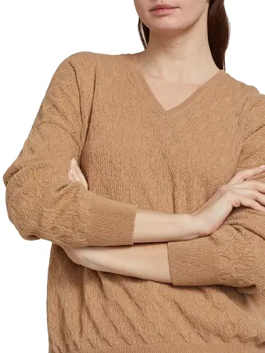 Saks Fifth Avenue Women's COLLECTION Pointelle V-Neck Cashmere Sweater - Cream - Size Small | Thumbnail 6 Saks Fifth Avenue Women's COLLECTION Pointelle V-Neck Cashmere Sweater - Cream - Size Small | Thumbnail 6