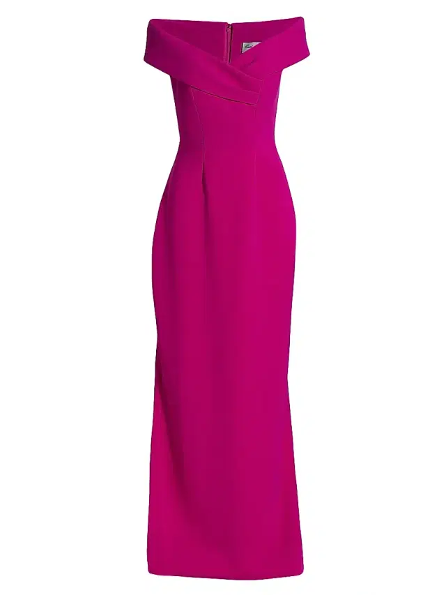 Catherine Regehr Women's Tech Crepe Column Gown - Raspberry