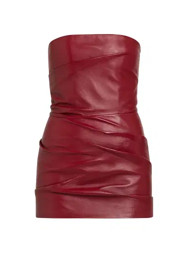 The Attico Women's Strapless Leather Body-Con Minidress - Vibrant Red | Thumbnail 1