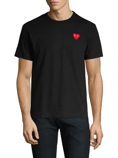 Comme des Garçons PLAY Men's Heart Tee - Black - Size Small | Thumbnail 3