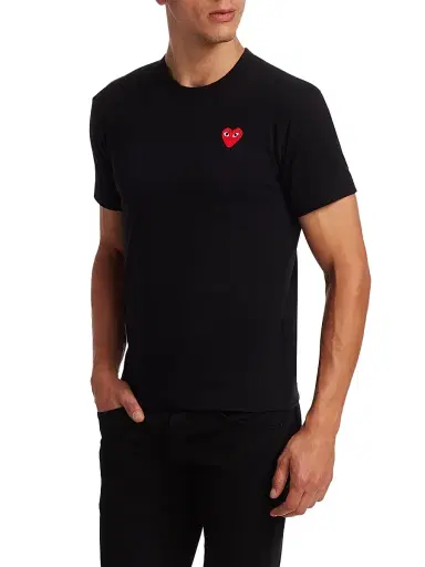 Comme des Garçons PLAY Men's Heart Tee - Black - Size Small | Thumbnail 4
