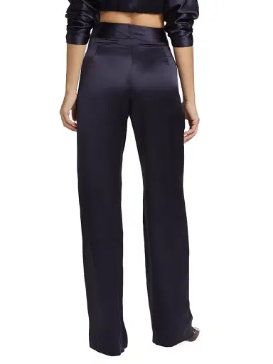 The Sei Women's Pleated Satin Wide-Leg Trousers - Fig | Thumbnail 5