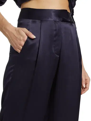 The Sei Women's Pleated Satin Wide-Leg Trousers - Fig | Thumbnail 6
