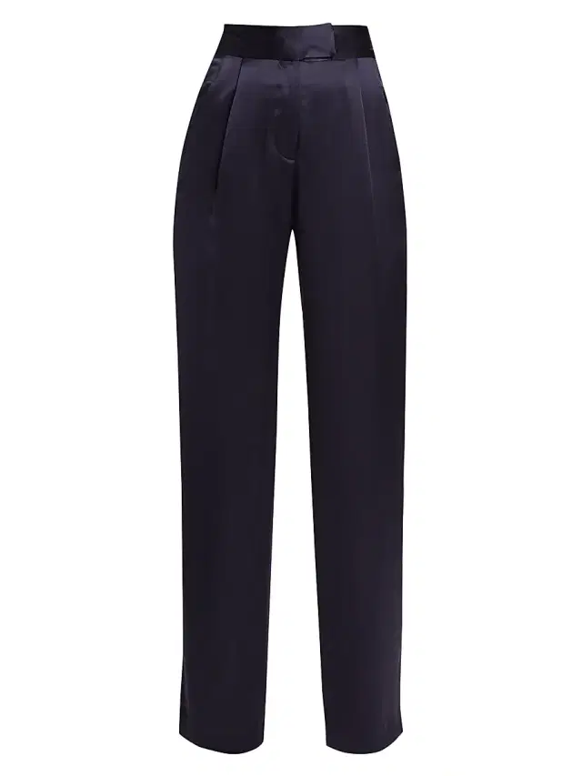The Sei Women's Pleated Satin Wide-Leg Trousers - Fig