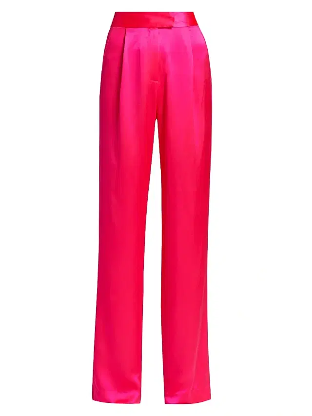 The Sei Women's Wide-Leg Silk Trousers - Hot Pink