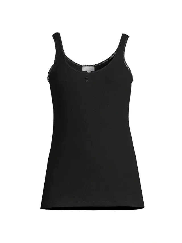 Andine Women's Amelie Scoop Neck Lace-Trim Tank - Black