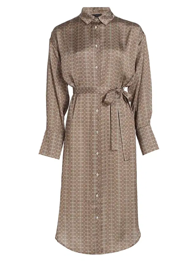 Saks Fifth Avenue Women's COLLECTION Printed Satin Shirtdress - Forest