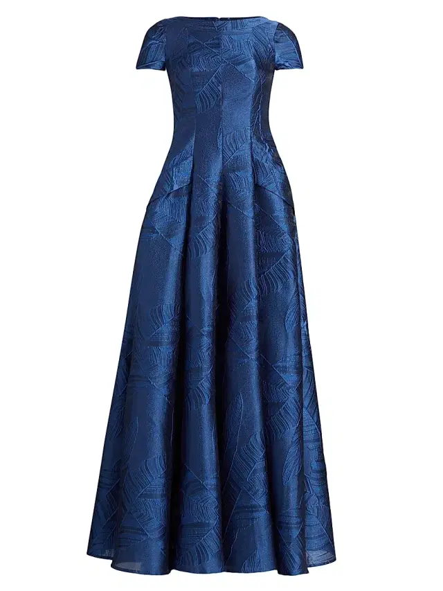 Talbot Runhof Women's Jacquard A-Line Gown - Cornflower