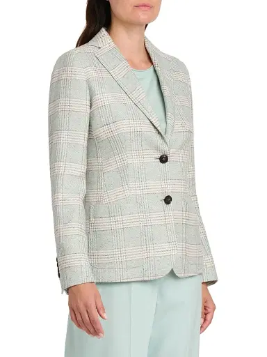 Kiton Women's Plaid Single-Breasted Blazer | Thumbnail 4 Kiton Women's Plaid Single-Breasted Blazer | Thumbnail 4