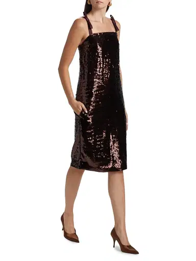 AKNVAS Women's Vonna Sequined Shift Dress - Mahogany | Thumbnail 2