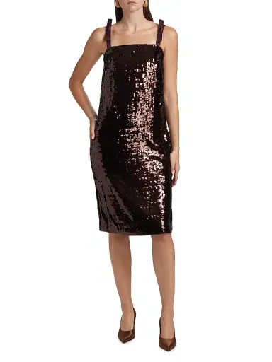 AKNVAS Women's Vonna Sequined Shift Dress - Mahogany | Thumbnail 3