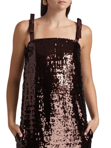 AKNVAS Women's Vonna Sequined Shift Dress - Mahogany | Thumbnail 6