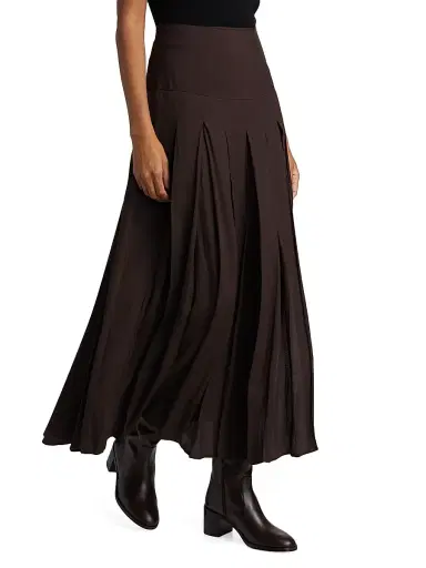 Reformation Women's Nancy Pleated Midi-Skirt - Mole - Size 0 | Thumbnail 3