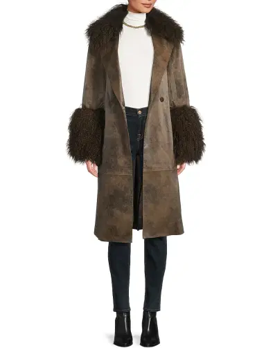 Kobi Halperin Women's Viv Shearling-Trimmed Belted Coat | Thumbnail 2 Kobi Halperin Women's Viv Shearling-Trimmed Belted Coat | Thumbnail 2