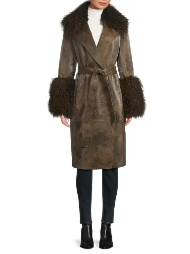 Kobi Halperin Women's Viv Shearling-Trimmed Belted Coat | Thumbnail 3 Kobi Halperin Women's Viv Shearling-Trimmed Belted Coat | Thumbnail 3