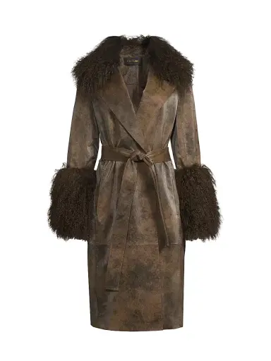 Kobi Halperin Women's Viv Shearling-Trimmed Belted Coat | Thumbnail 1 Kobi Halperin Women's Viv Shearling-Trimmed Belted Coat | Thumbnail 1
