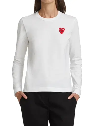 Comme des Garçons PLAY Women's Long-Sleeve Double Heart T-Shirt - White - Size XS | Thumbnail 3 Comme des Garçons PLAY Women's Long-Sleeve Double Heart T-Shirt - White - Size XS | Thumbnail 3
