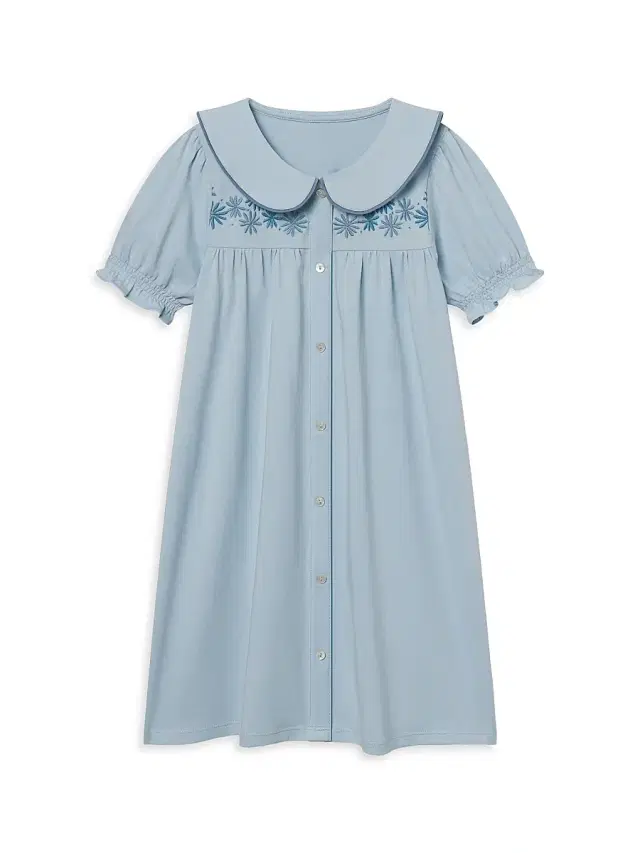 Baybala Little Girl's & Girl's Lexi Embroidered Cotton Jersey Shirtdress - Sterling Blue